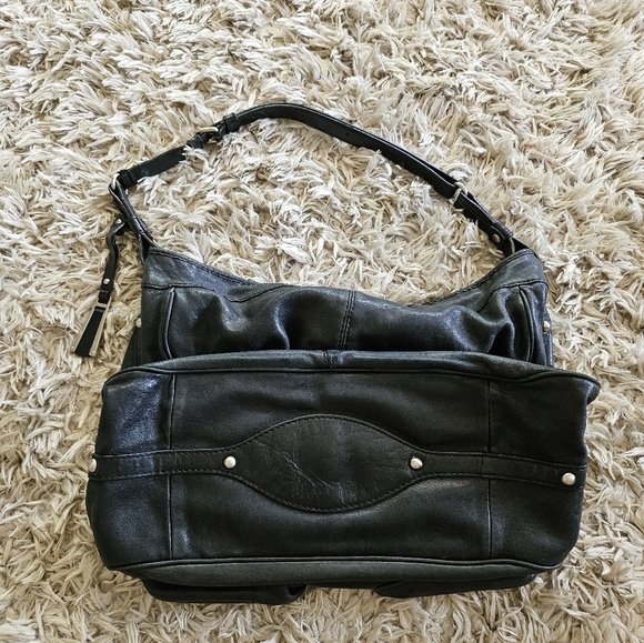 Olivia Harris Black Leather Chunky Handbag - Picture 6 of 11